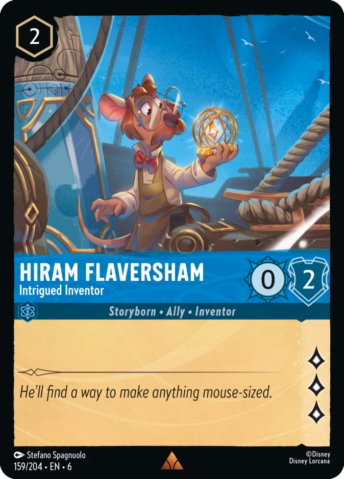 Hiram Flaversham - Intrigued Inventor — Azurite Sea #159 (Disney Lorcana card)
