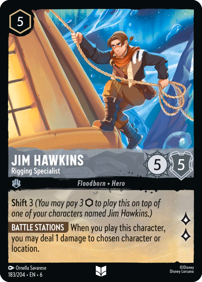 Jim Hawkins - Rigging Specialist — Azurite Sea #183 (Disney Lorcana card)