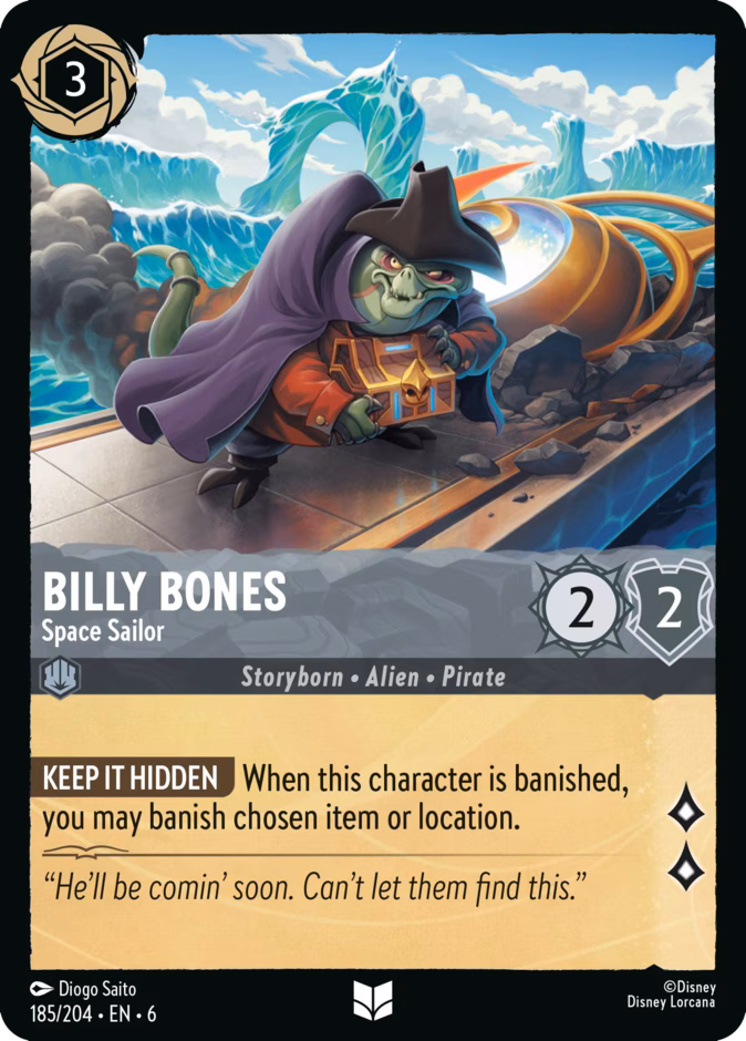 Billy Bones - Space Sailor — Azurite Sea #185 (Disney Lorcana card)