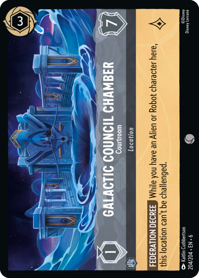 Galactic Council Chamber - Courtroom — Azurite Sea #204 (Disney Lorcana card)