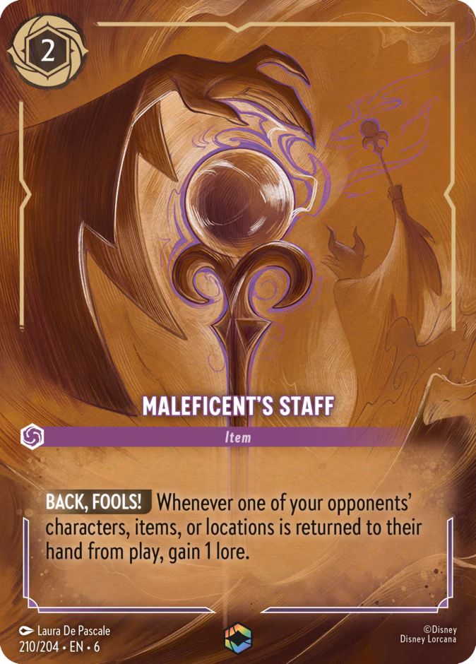 Maleficent's Staff — Azurite Sea #210 (Disney Lorcana card)
