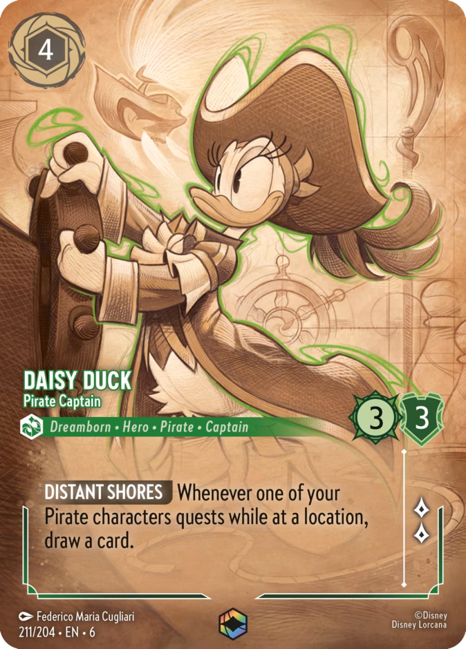 Daisy Duck - Pirate Captain — Azurite Sea #211 (Disney Lorcana card)