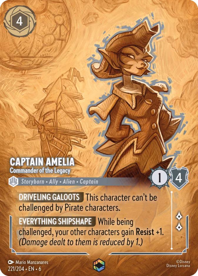 Captain Amelia - Commander of the Legacy — Azurite Sea #221 (Disney Lorcana card)