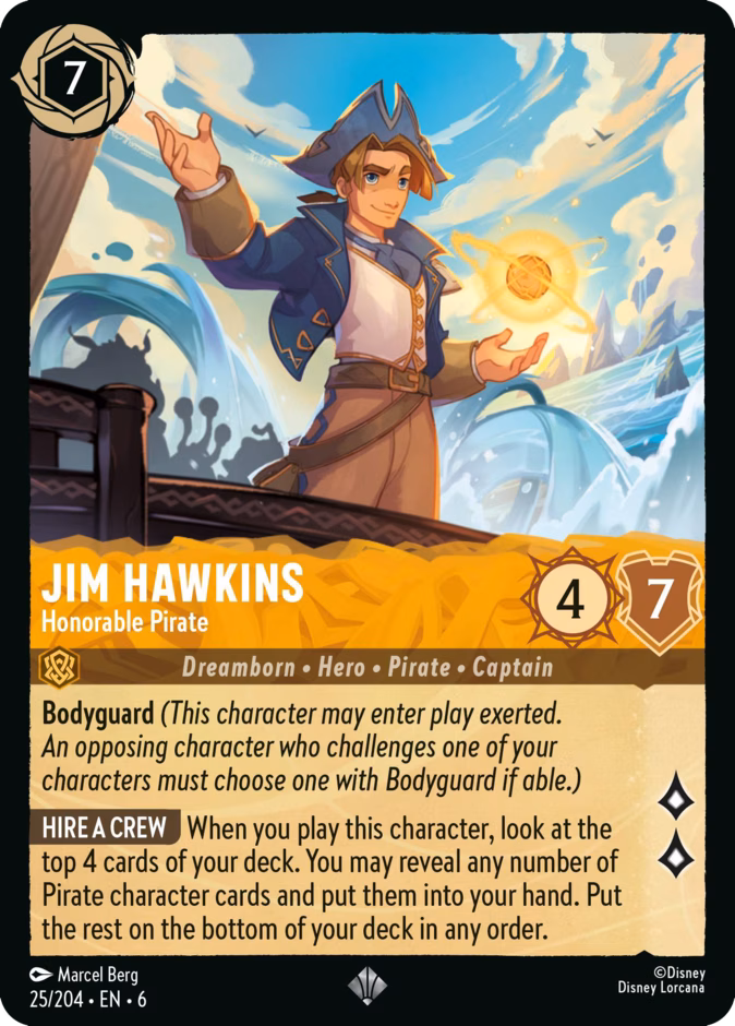 Jim Hawkins - Honorable Pirate — Azurite Sea #25 (Disney Lorcana card)