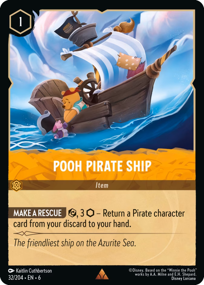 Pooh Pirate Ship — Azurite Sea #32 (Disney Lorcana card)