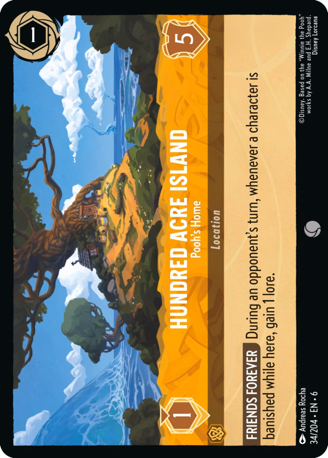 Hundred Acre Island - Pooh's Home — Azurite Sea #34 (Disney Lorcana card)