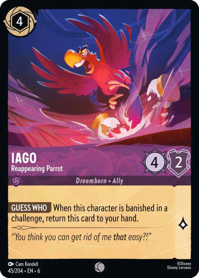 Iago - Reappearing Parrot — Azurite Sea #45 (Disney Lorcana card)