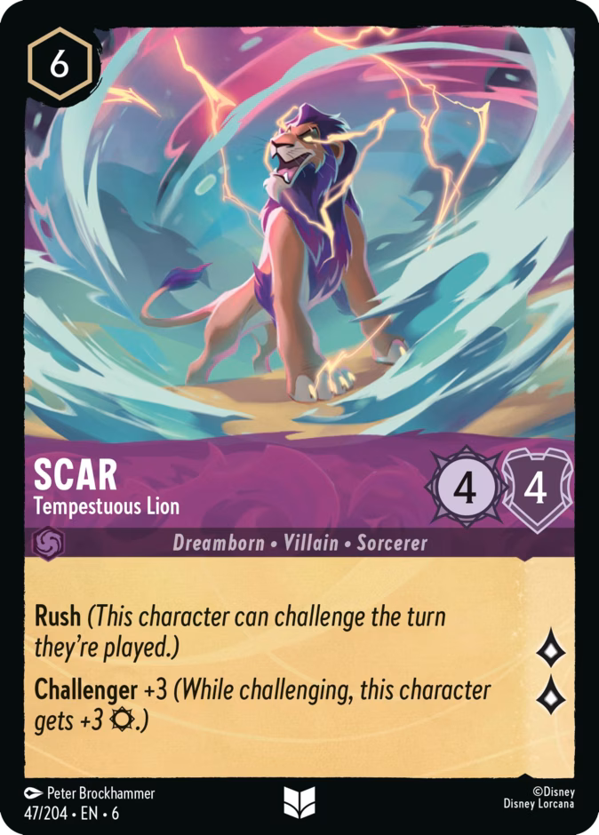 Scar - Tempestuous Lion — Azurite Sea #47 (Disney Lorcana card)