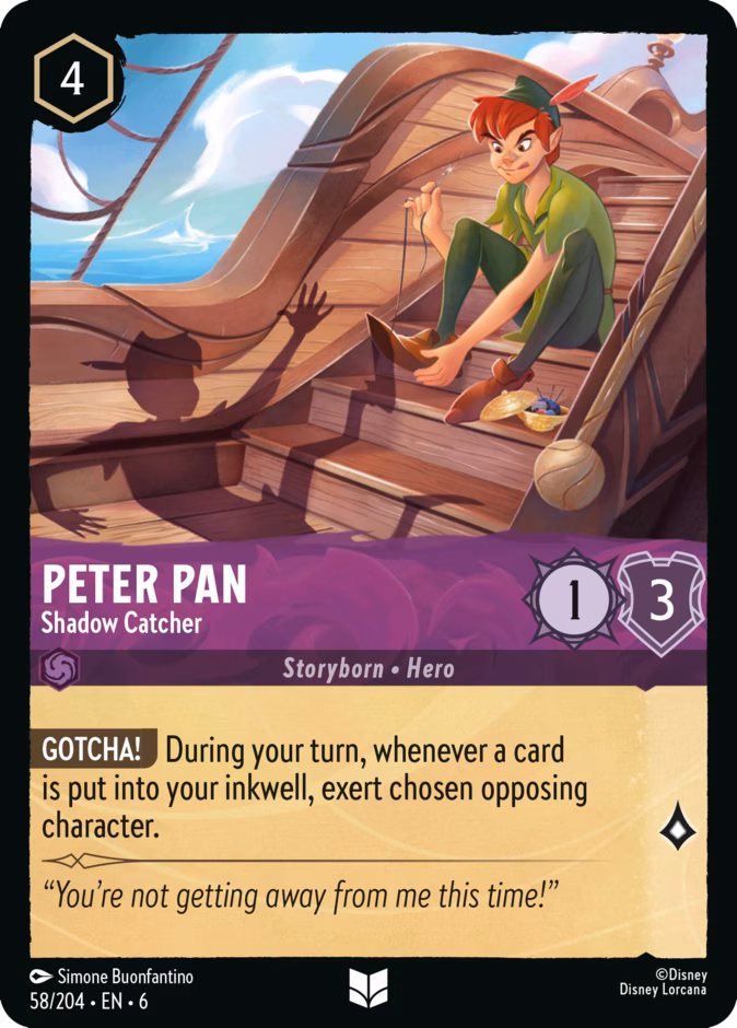 Peter Pan - Shadow Catcher — Azurite Sea #58 (Disney Lorcana card)