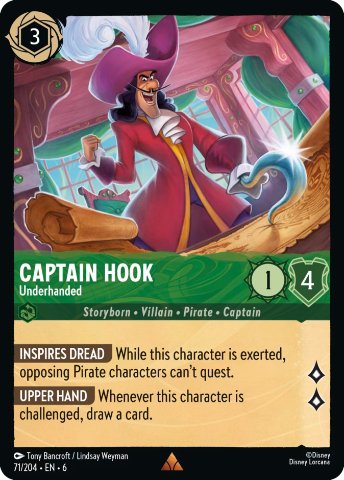 Captain Hook - Underhanded — Azurite Sea #71 (Disney Lorcana card)