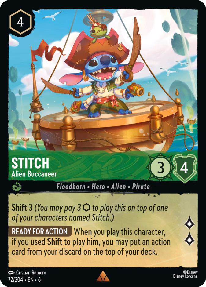 Stitch - Alien Buccaneer — Azurite Sea #72 (Disney Lorcana card)