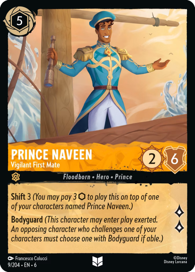 Prince Naveen - Vigilant First Mate — Azurite Sea #9 (Disney Lorcana card)
