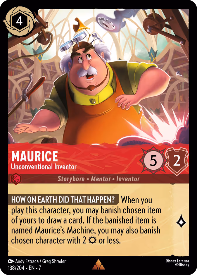 Maurice - Unconventional Inventor — Archazia's Island #138 (Disney Lorcana card)