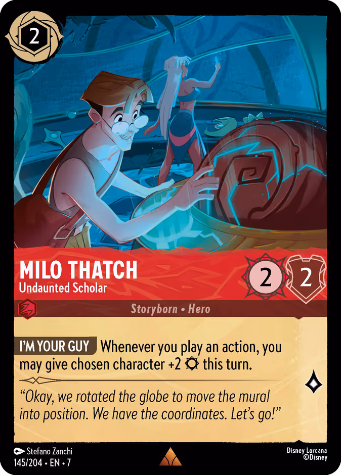 Milo Thatch - Undaunted Scholar — Archazia's Island #145 (Disney Lorcana card)
