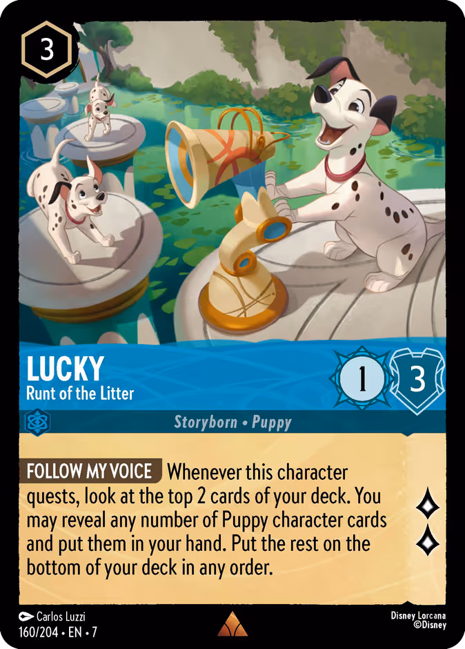 Lucky - Runt of the Litter — Archazia's Island #160 (Disney Lorcana card)