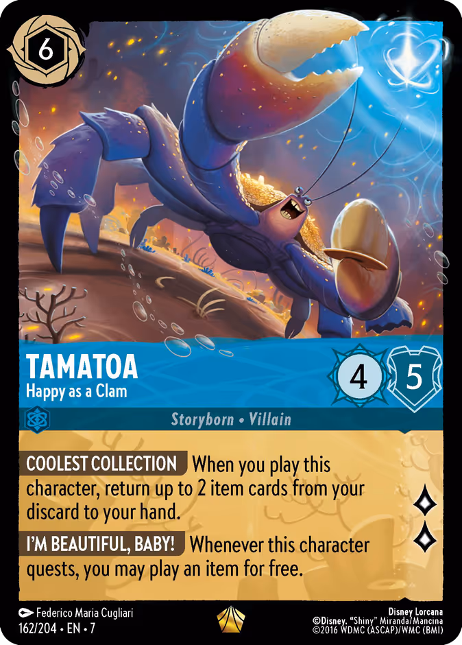 Tamatoa - Happy as a Clam — Archazia's Island #162 (Disney Lorcana card)