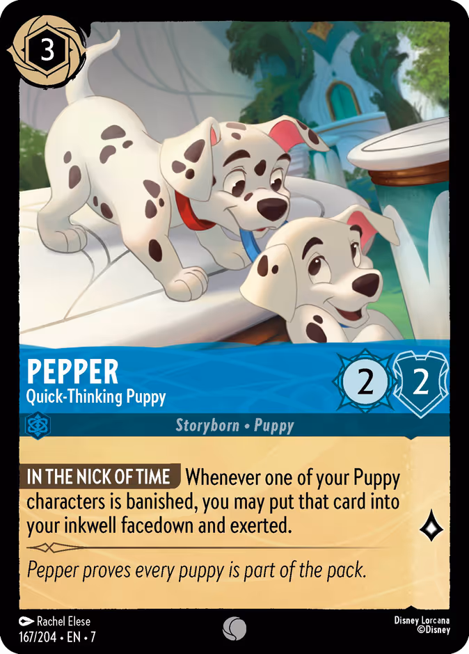 Pepper - Quick-Thinking Puppy — Archazia's Island #167 (Disney Lorcana card)