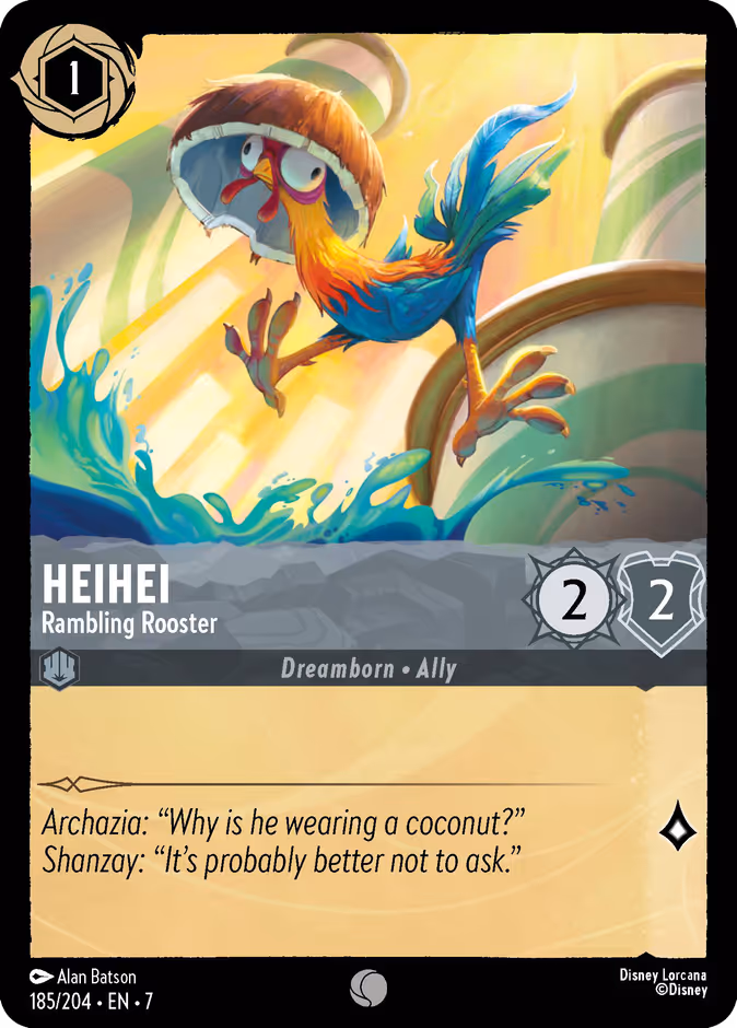 Heihei - Rambling Rooster — Archazia's Island #185 (Disney Lorcana card)