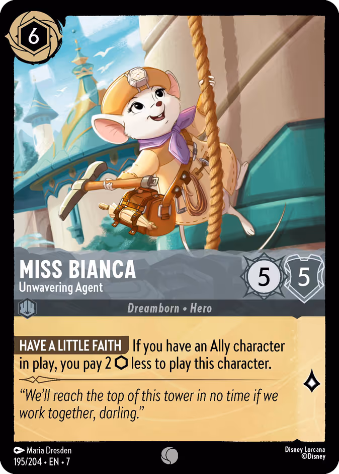 Miss Bianca - Unwavering Agent — Archazia's Island #195 (Disney Lorcana card)