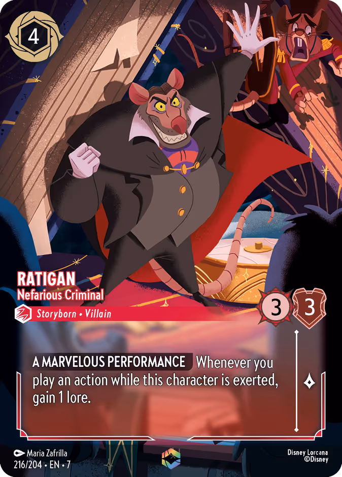 Ratigan - Nefarious Criminal — Archazia's Island #216 (Disney Lorcana card)
