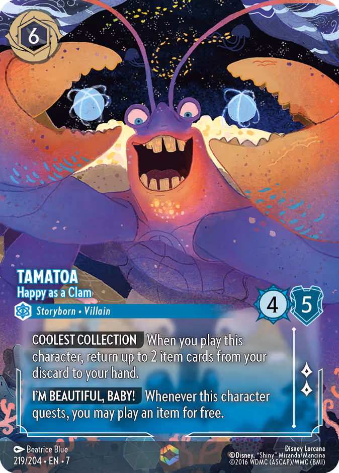 Tamatoa - Happy as a Clam — Archazia's Island #219 (Disney Lorcana card)
