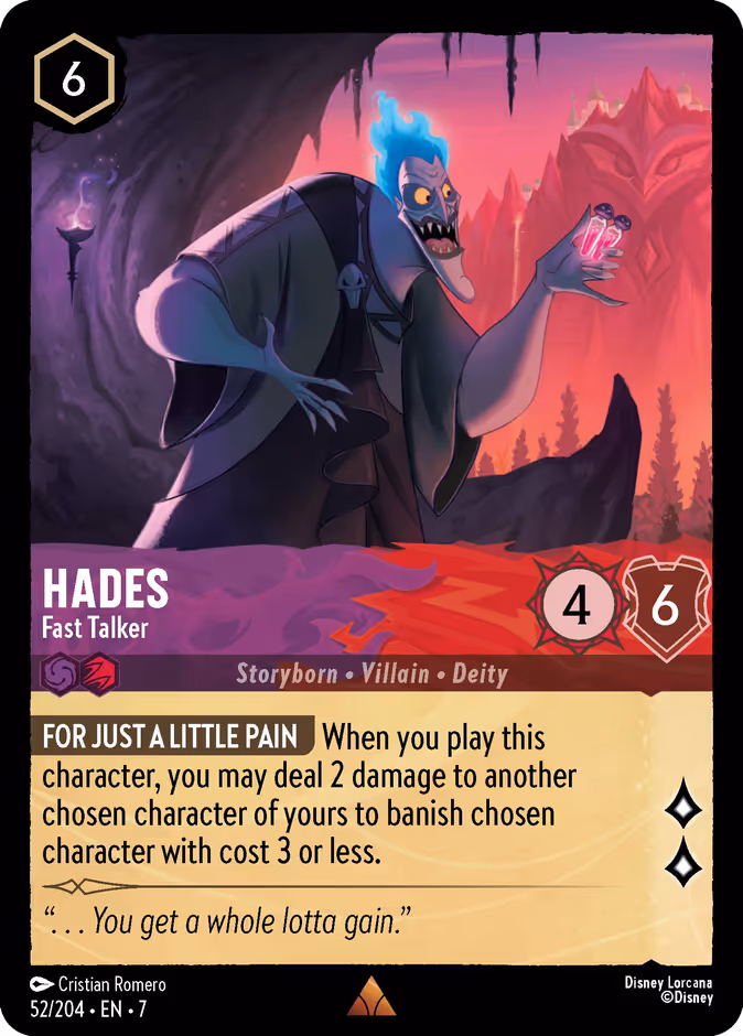 Hades - Fast Talker — Archazia's Island #52 (Disney Lorcana card)