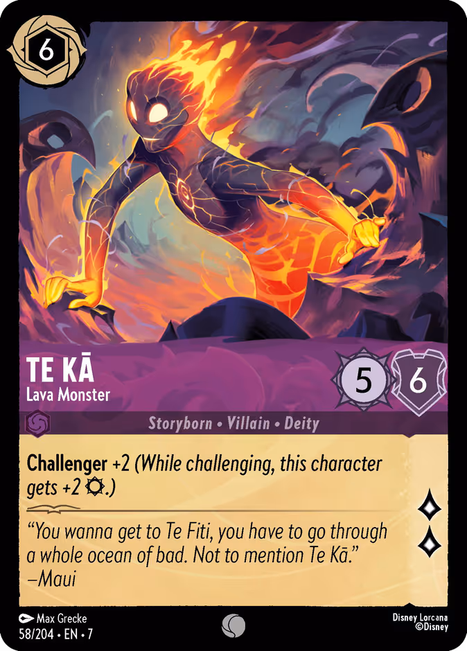 Te Kā - Lava Monster — Archazia's Island #58 (Disney Lorcana card)