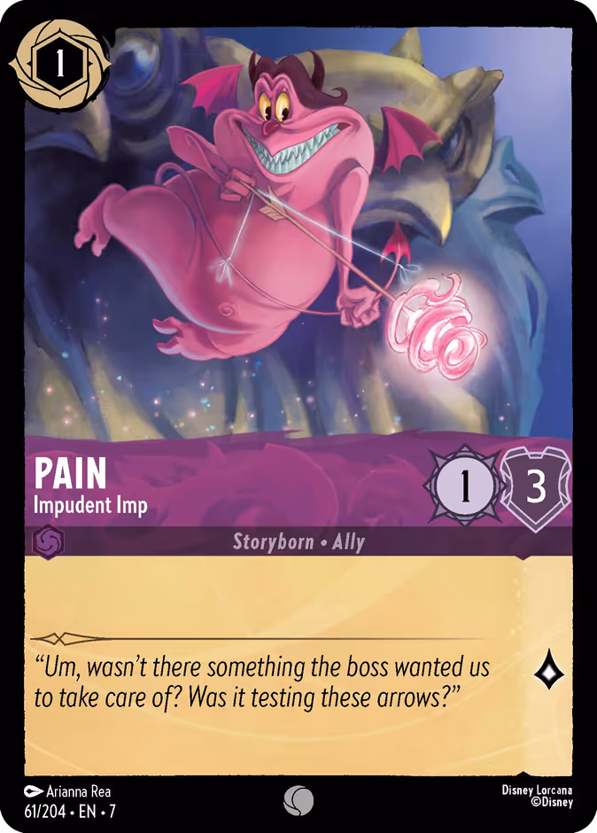 Pain - Impudent Imp — Archazia's Island #61 (Disney Lorcana card)