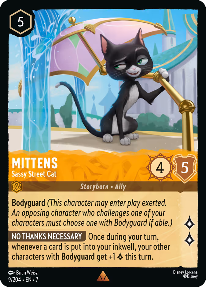 Mittens - Sassy Street Cat — Archazia's Island #9 (Disney Lorcana card)
