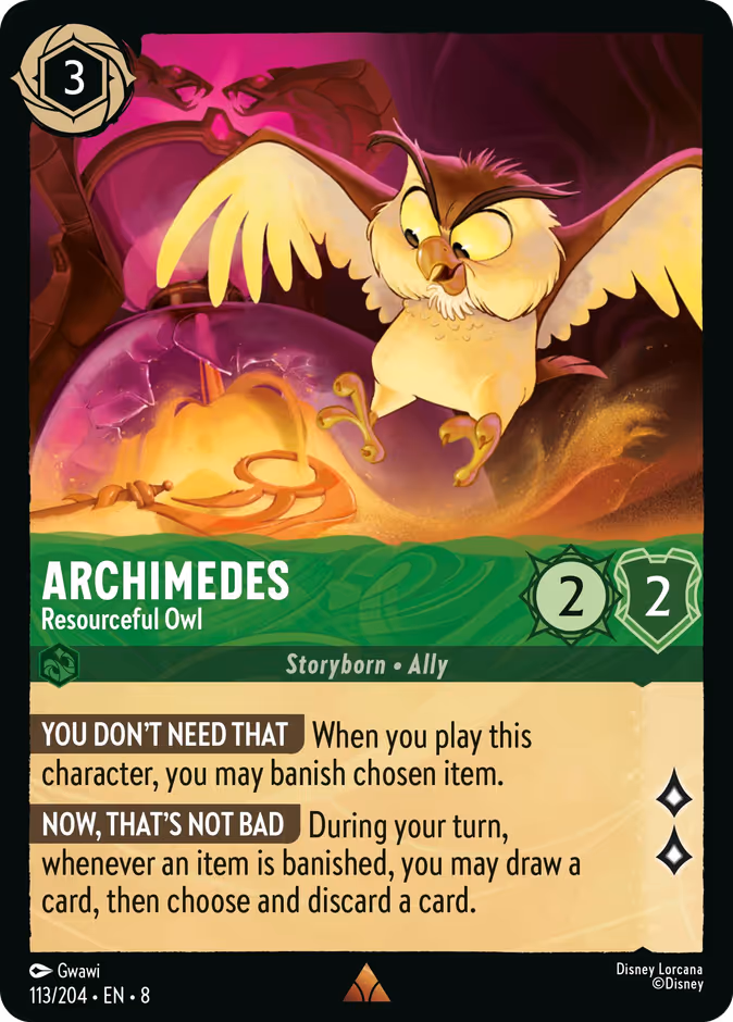 Archimedes - Resourceful Owl — Reign of Jafar #113 (Disney Lorcana card)