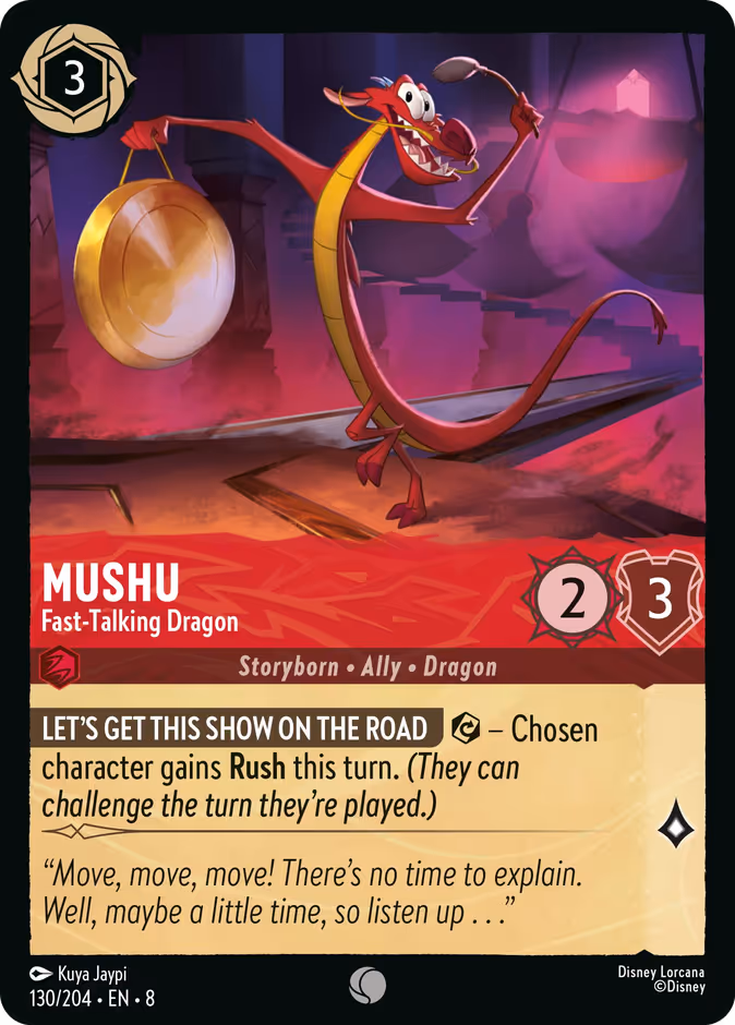 Mushu - Fast-Talking Dragon — Reign of Jafar #130 (Disney Lorcana card)