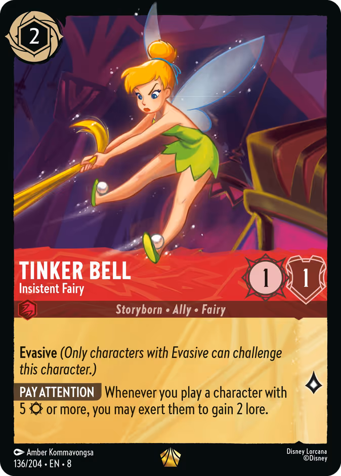 Tinker Bell - Insistent Fairy — Reign of Jafar #136 (Disney Lorcana card)