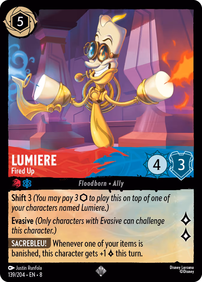 Lumiere - Fired Up — Reign of Jafar #139 (Disney Lorcana card)