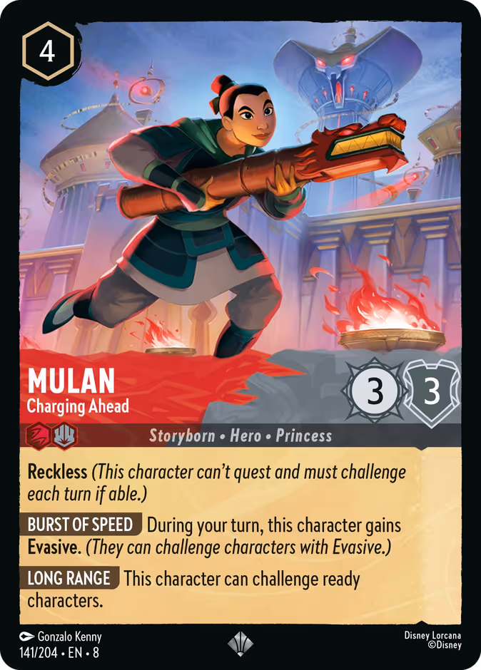 Mulan - Charging Ahead — Reign of Jafar #141 (Disney Lorcana card)