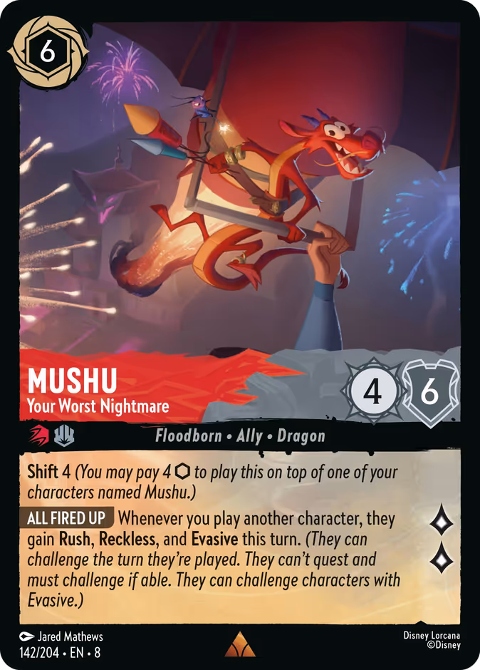 Mushu - Your Worst Nightmare — Reign of Jafar #142 (Disney Lorcana card)