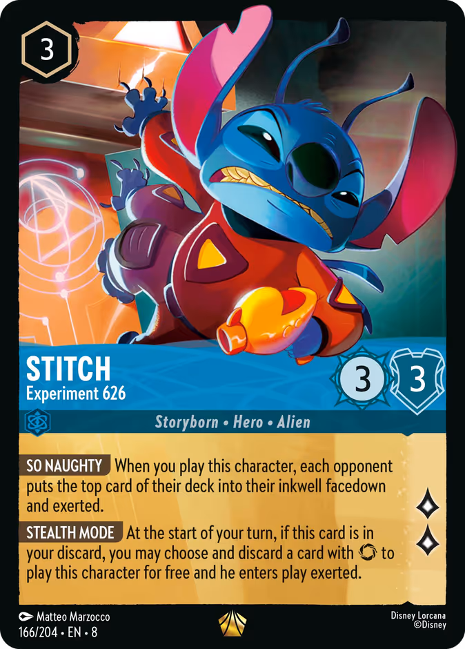 Stitch - Experiment 626 — Reign of Jafar #166 (Disney Lorcana card)