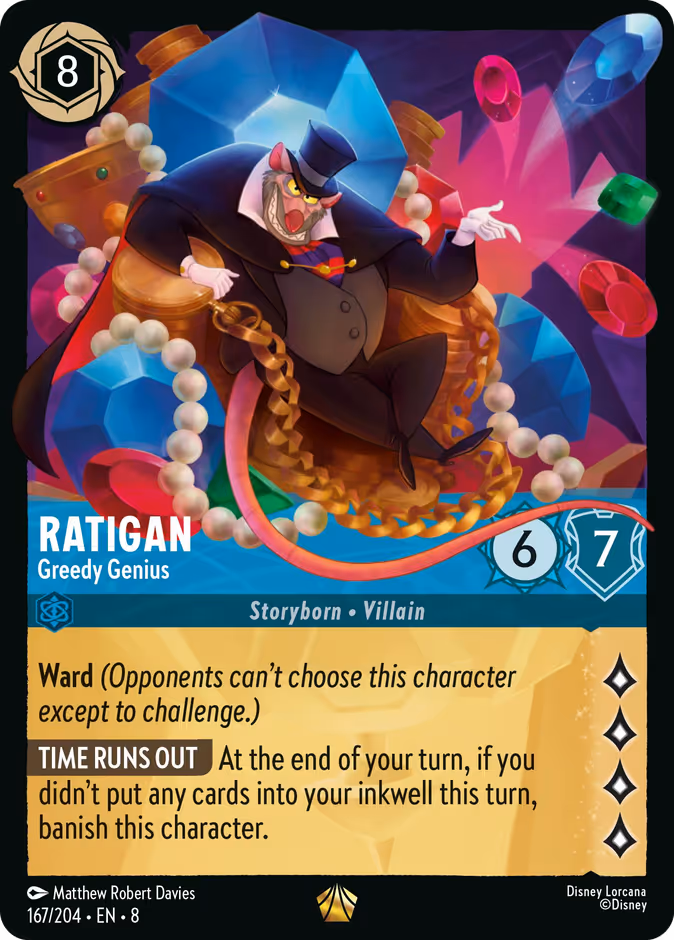 Ratigan - Greedy Genius — Reign of Jafar #167 (Disney Lorcana card)