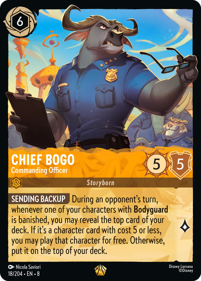 Chief Bogo - Commanding Officer — Reign of Jafar #18 (Disney Lorcana card)
