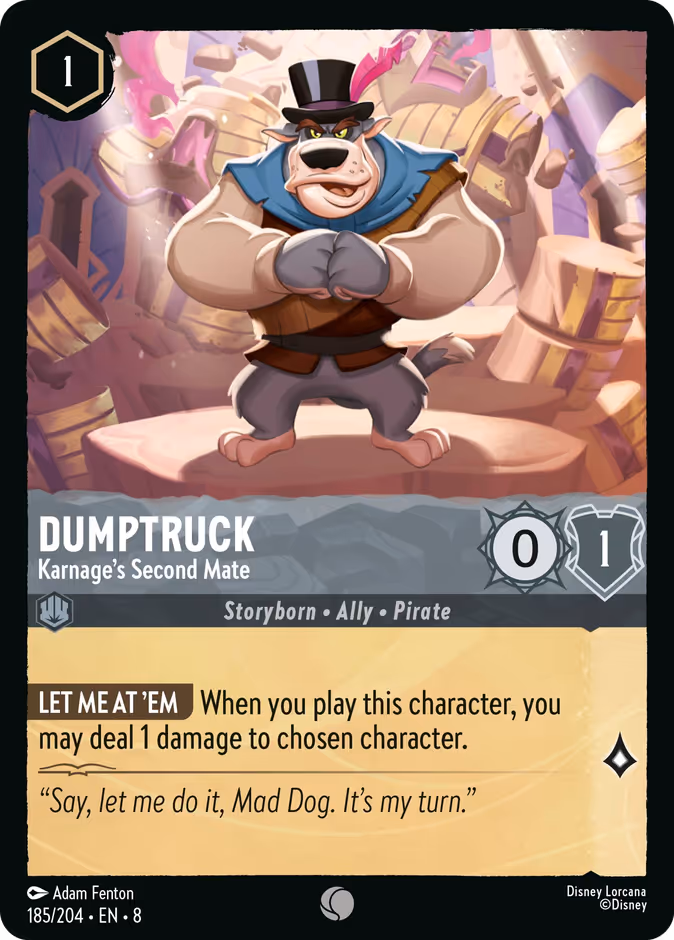 Dumptruck - Karnage's Second Mate — Reign of Jafar #185 (Disney Lorcana card)