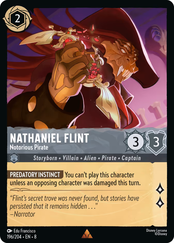 Nathaniel Flint - Notorious Pirate — Reign of Jafar #196 (Disney Lorcana card)