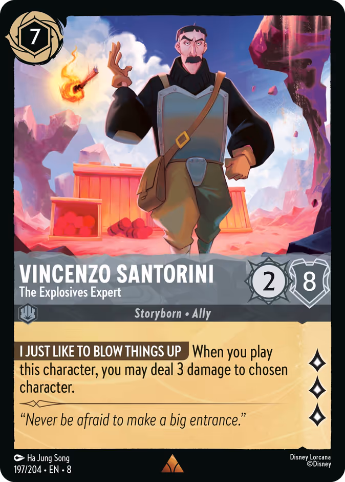 Vincenzo Santorini - The Explosives Expert — Reign of Jafar #197 (Disney Lorcana card)