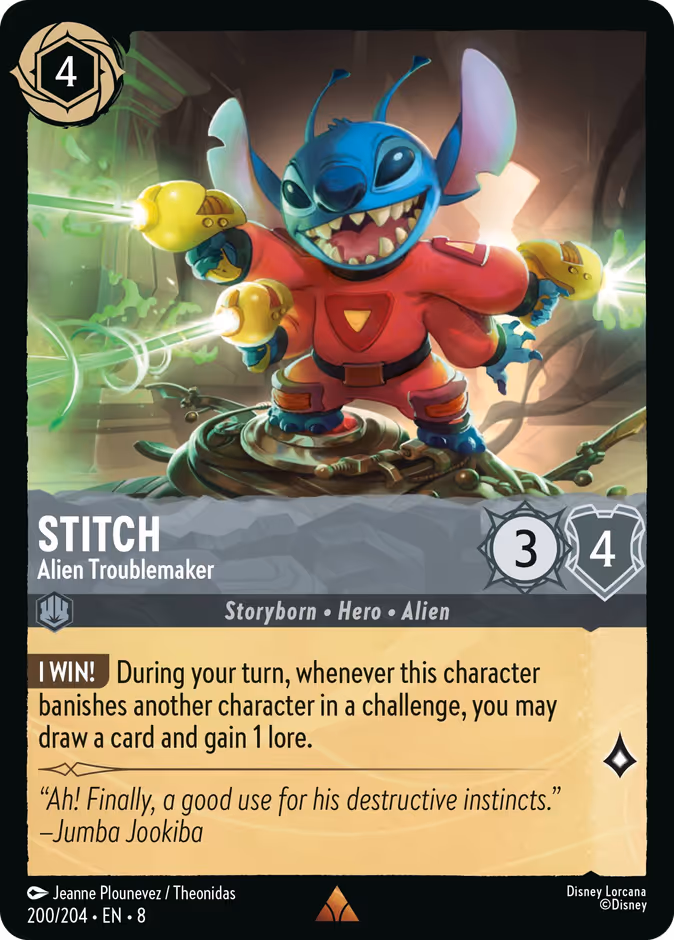 Stitch - Alien Troublemaker — Reign of Jafar #200 (Disney Lorcana card)