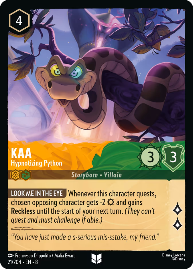 Kaa - Hypnotizing Python — Reign of Jafar #21 (Disney Lorcana card)