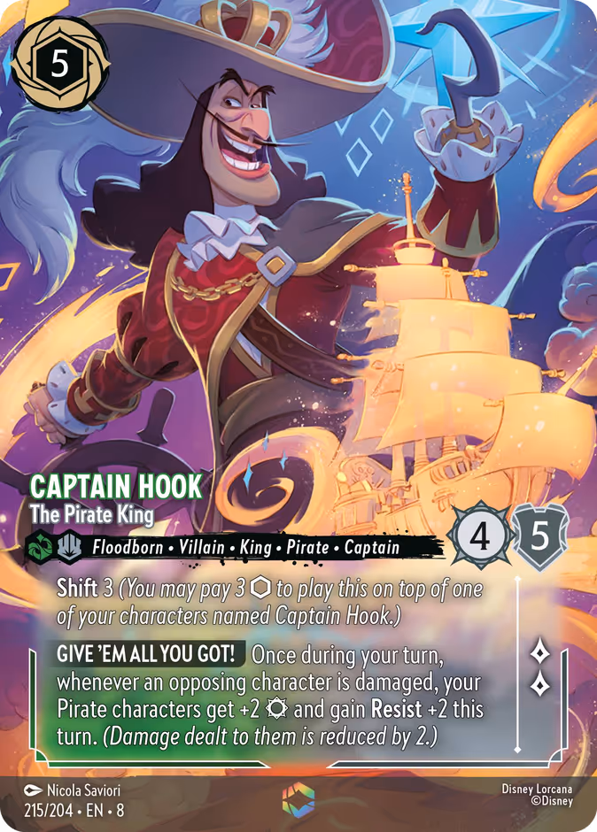 Captain Hook - The Pirate King — Reign of Jafar #215 (Disney Lorcana card)