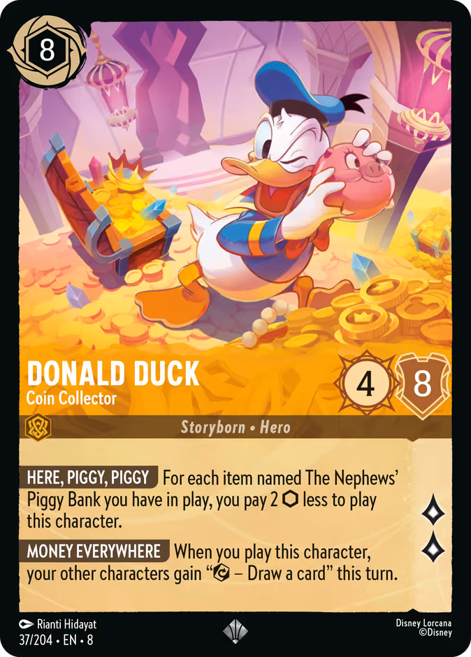 Donald Duck - Coin Collector — Reign of Jafar #37 (Disney Lorcana card)