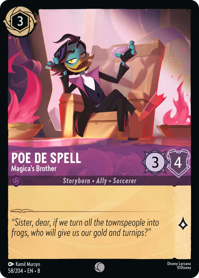 Poe De Spell - Magica's Brother — Reign of Jafar #58 (Disney Lorcana card)