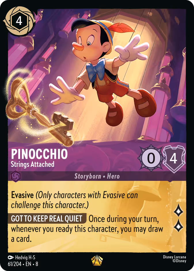 Pinocchio - Strings Attached — Reign of Jafar #61 (Disney Lorcana card)