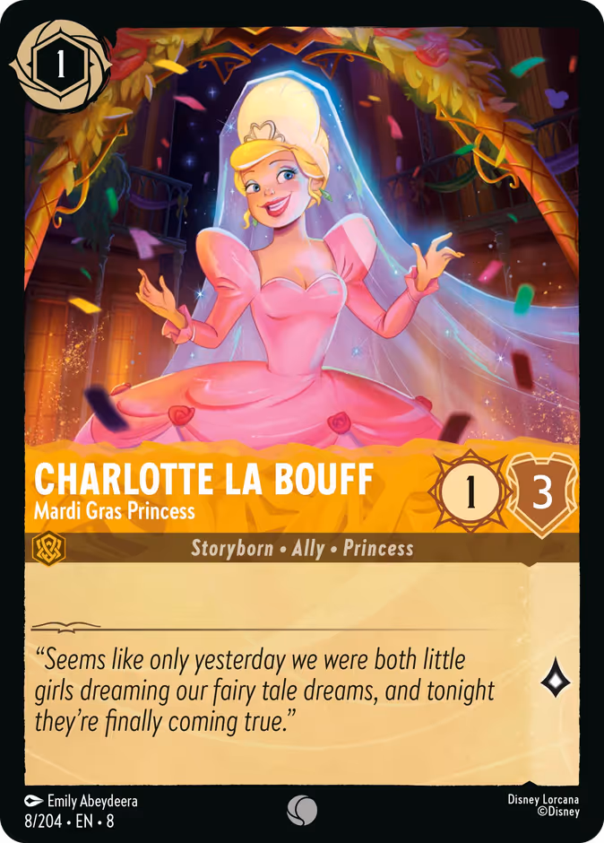 Charlotte La Bouff - Mardi Gras Princess — Reign of Jafar #8 (Disney Lorcana card)