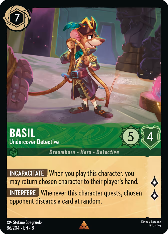 Basil - Undercover Detective — Reign of Jafar #86 (Disney Lorcana card)