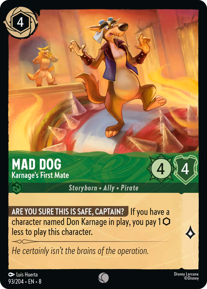 Mad Dog - Karnage's First Mate — Reign of Jafar #93 (Disney Lorcana card)